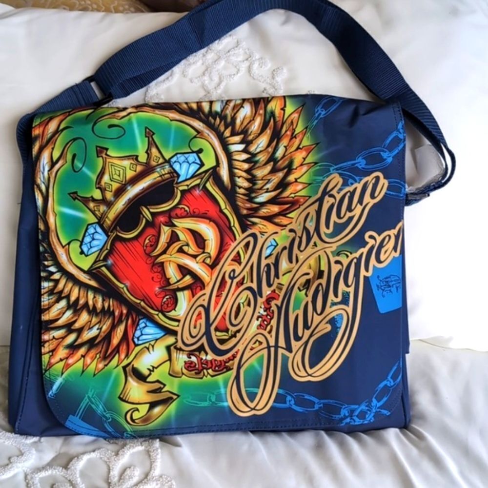 Vintage Y2K Christian Audigier /Ed Hardy XLarge Crossbody/Messenger Bag